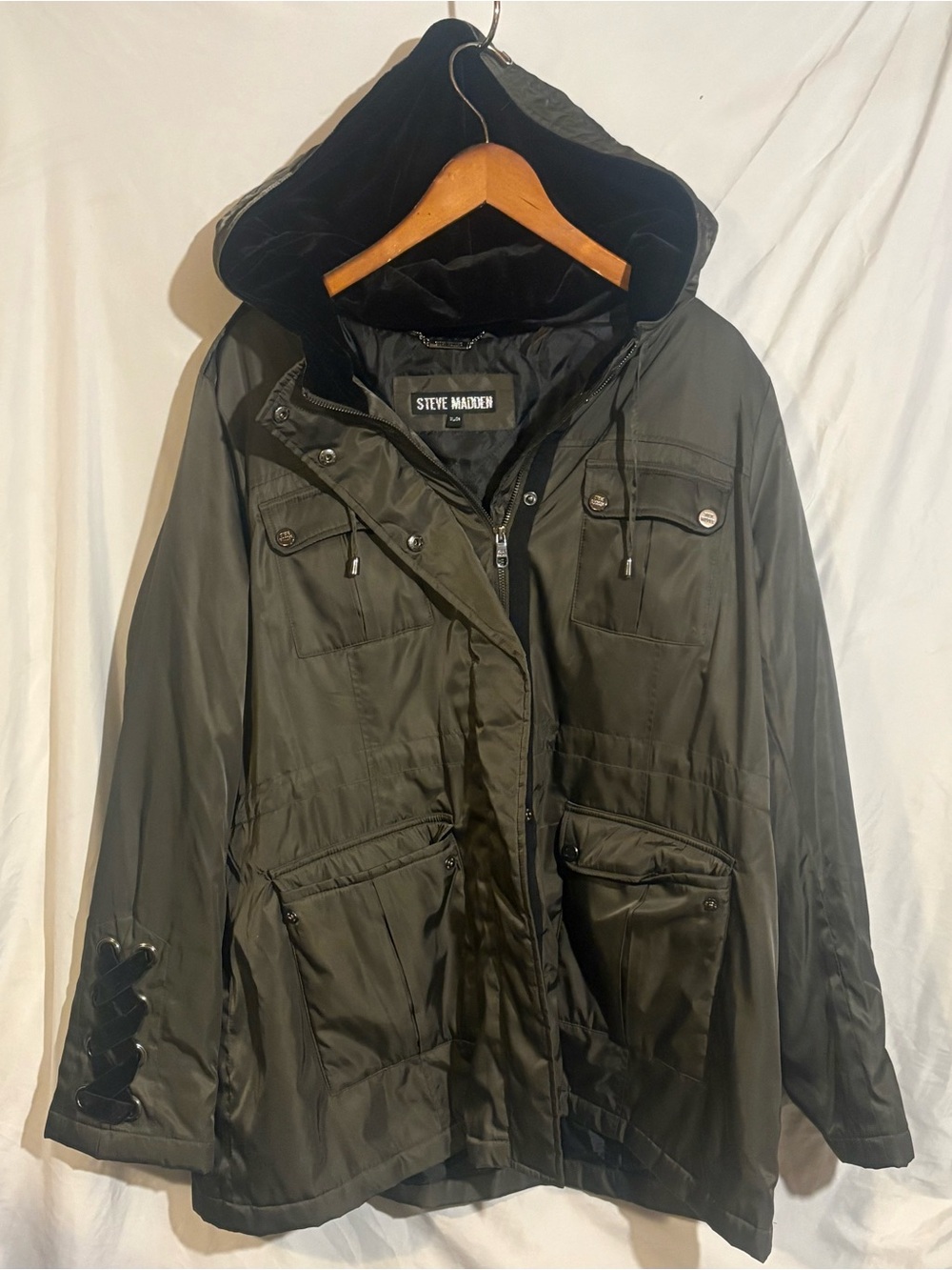 Steve Madden Olive Green Hooded Field Jacket